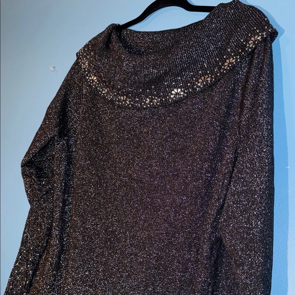 Madison and Hudson Elegant Black Glitter Women's Top